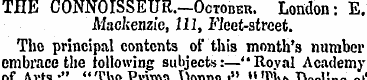THE CONNOISSEUR.—October. London: E Mack...
