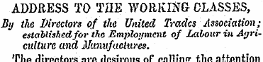 ADDRESS TO TIIE WORKING CLASSES, By the ...