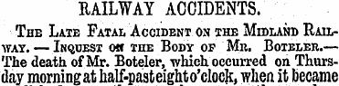 RAILWAY ACCIDENTS. The Laie Fatal Accide...