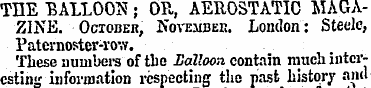 THE BALLOON; OR, AEROSTATIC MAGAZINE. Oc...