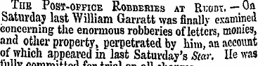 The Post-office Robberies at Ruodt. — Of...