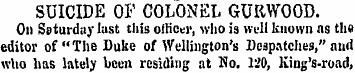 SUICIDE OF COLONEL GUIWOOD. On Saturday ...