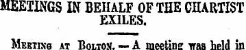 MEETINGS IN BEHALF OF THE CHARTIST EXILE...