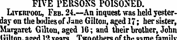 FIVE PERSONS POISONED. Liverpool, Feb. 2...