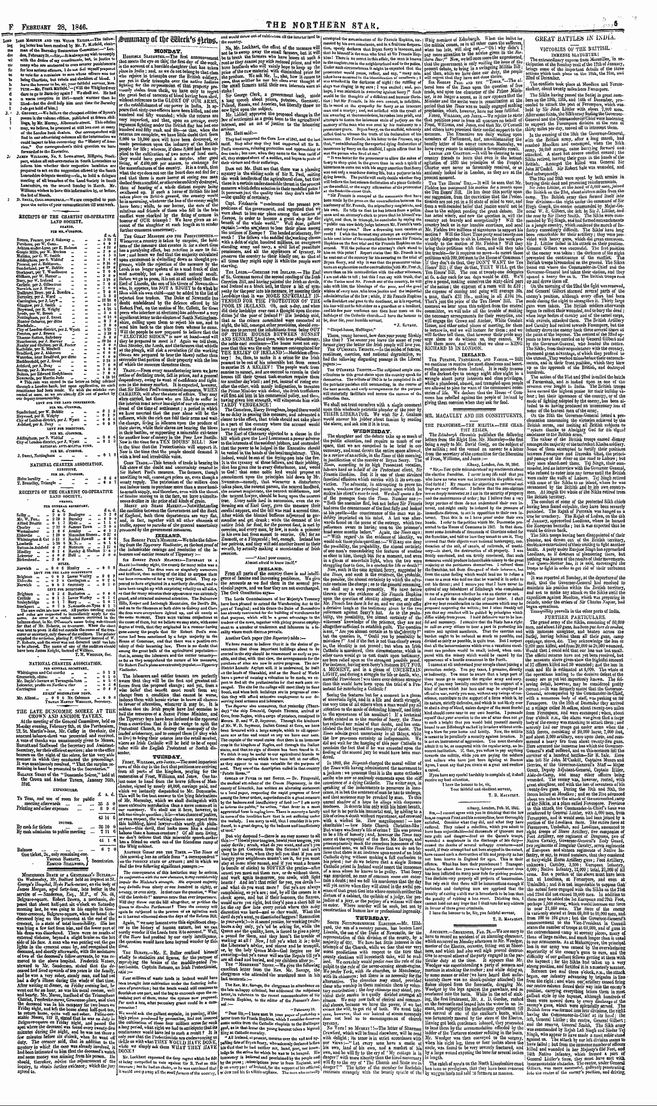 Northern Star (1837-1852): jS F Y, 2nd edition - Albany, London, Feu. 1g, 18ig. Sib,—I Ca...