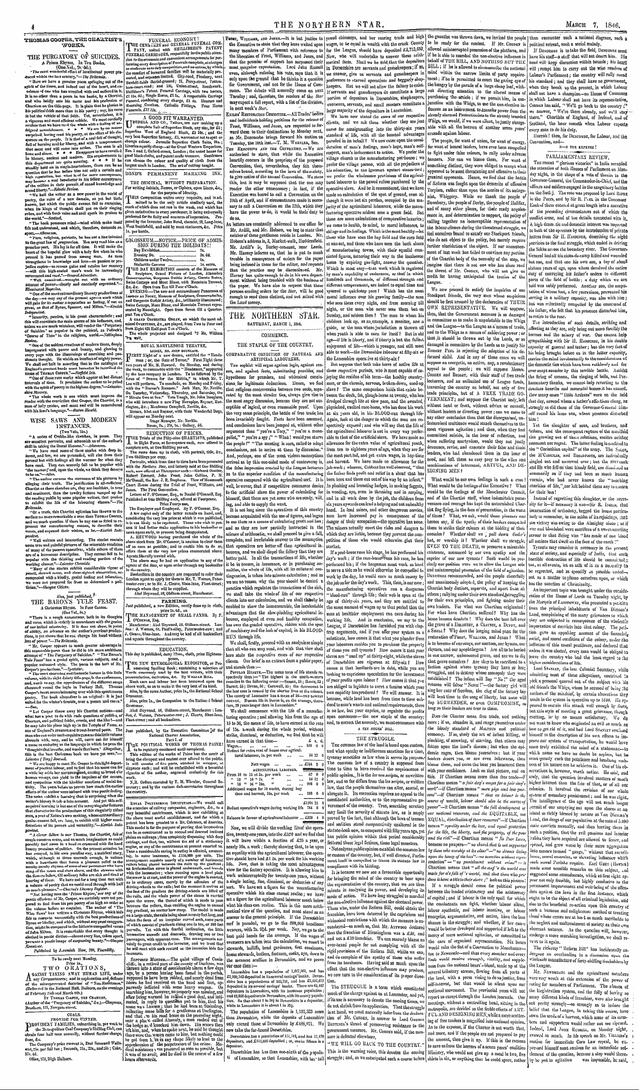 Northern Star (1837-1852): jS F Y, 2nd edition - I'Tie Lnokthekin Stak. Saturday, Ifakcii 7, 1846.