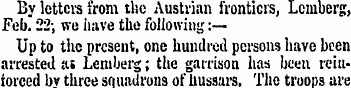 By letters from the Austrian frontiers, ...