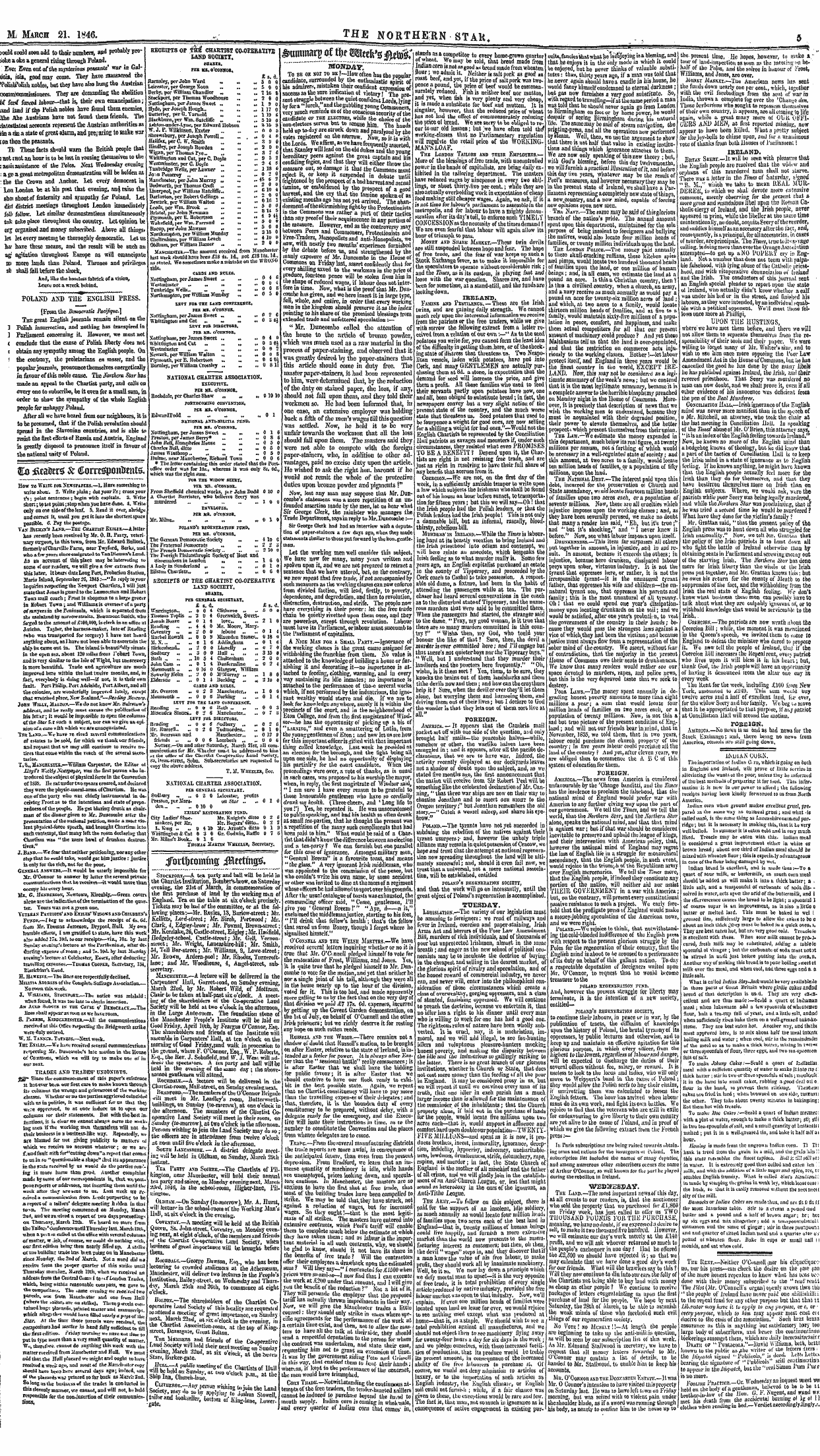 Northern Star (1837-1852): jS F Y, 2nd edition - March 21. 1«46. .. The Northern Star. 5