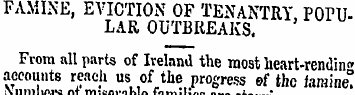 FAMINE, EVICTION OF TENANTRY, POrULAR OU...