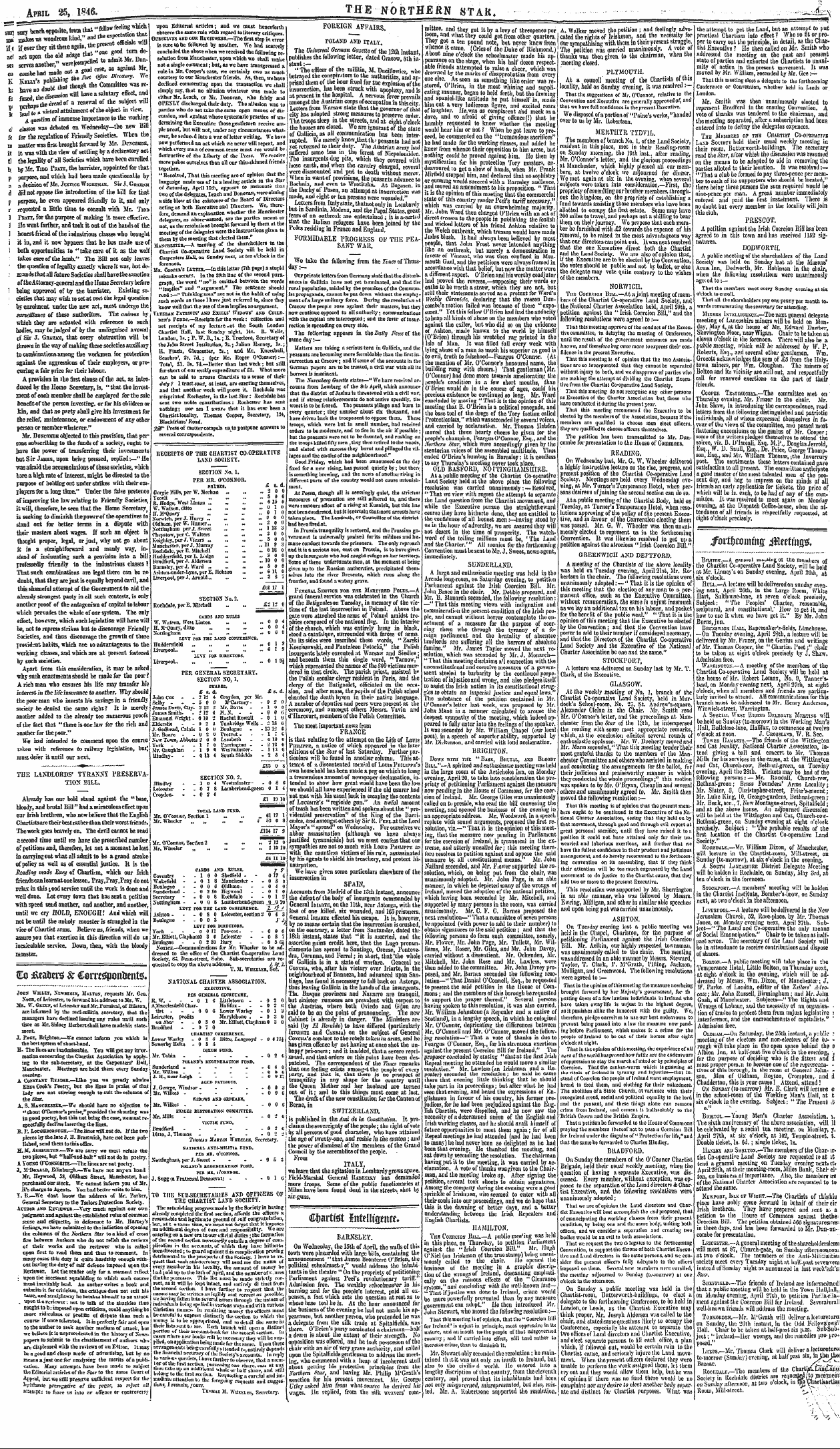 Northern Star (1837-1852): jS F Y, 2nd edition - Receipts Op The Chartist Co-Operative Lasd Society.