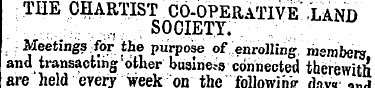 THE CHARTIST CO-OPERATIVE ' .LAND ,, SOC...