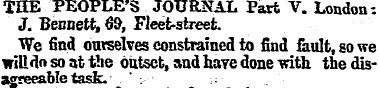 THE PEOPLE'S JOURNAL Part V. London-. J....