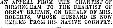 A N A PPE A L FR O M THE CHARTIST OF BIR...
