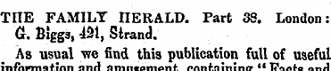 THE FAMILY HERALD. Part S3. London: Gt. ...