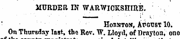 MURDER IN WARWICKSHIRE. Houston, Apgust ...