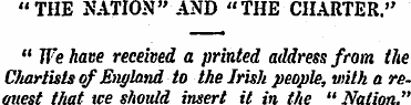 "THE NATION" AND "THE CHARTER." " We hav...