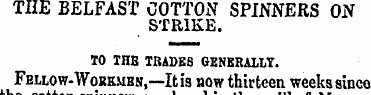 THE BELFAST COTTON SPINNERS ON STRIKE. T...