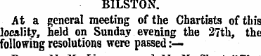 BILSTON. At a general meeting of the Cha...