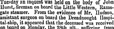 Tuesday an inquest was held on the body ...