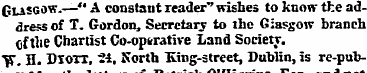 Glasgow.—" A constant reader' wishes to ...