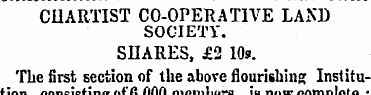 CHARTIST CO-OPERATIVE LAND SOCIETY. SHAR...