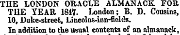 THE LONDON ORACLE ALMANACK FOR THE TEAR ...