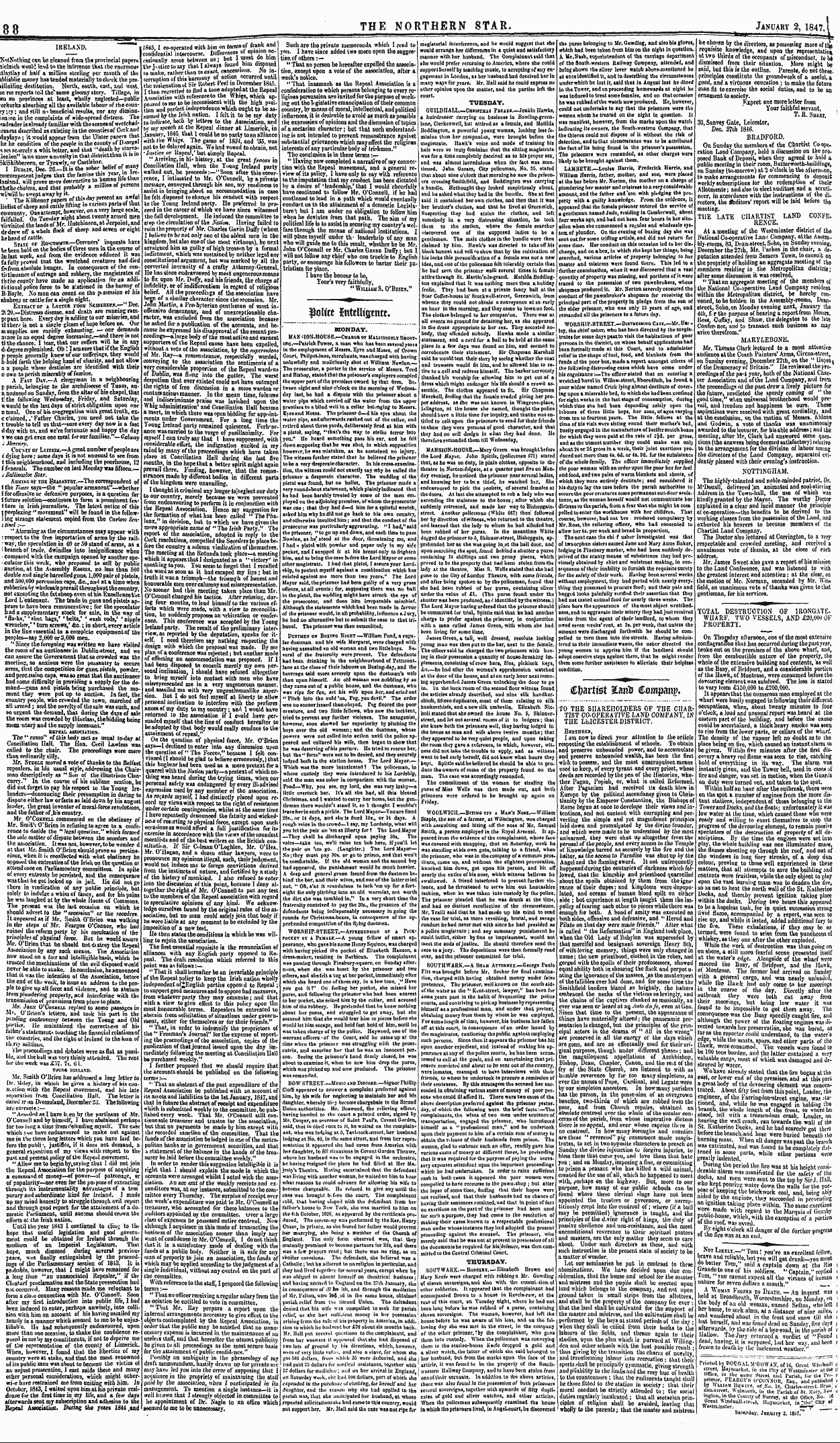 Northern Star (1837-1852): jS F Y, 2nd edition - Lc I Minst Printed By Dodgai, M'Gowan , Of 111, Great Windmill Mr Et ' "A * N,Ar,I,;T ' &Gt;" Tho City Of W'Estuiiiistvr At Tbe