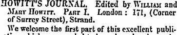 HOWITT'S JOURNAL. Edited by William and ...