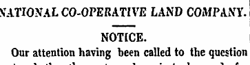 NATIONAL CO-OPERATIVE LAND COMPANY. NOTI...