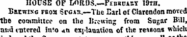 HOUSE OF LORDS.—Febbua&y I9th. Brewing f...