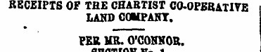 RECEIPTS OF THE CHARTIST CO-OPERATIVE LA...