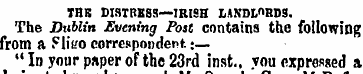 THE DISTRESS—IRISH LANDLORDS. The Dublin...