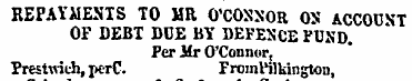 REPAYMENTS TO MR O'COSSOR OS ACCODST OF ...