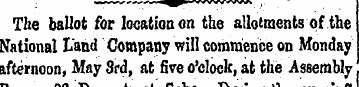 The ballot for location on the allotment...