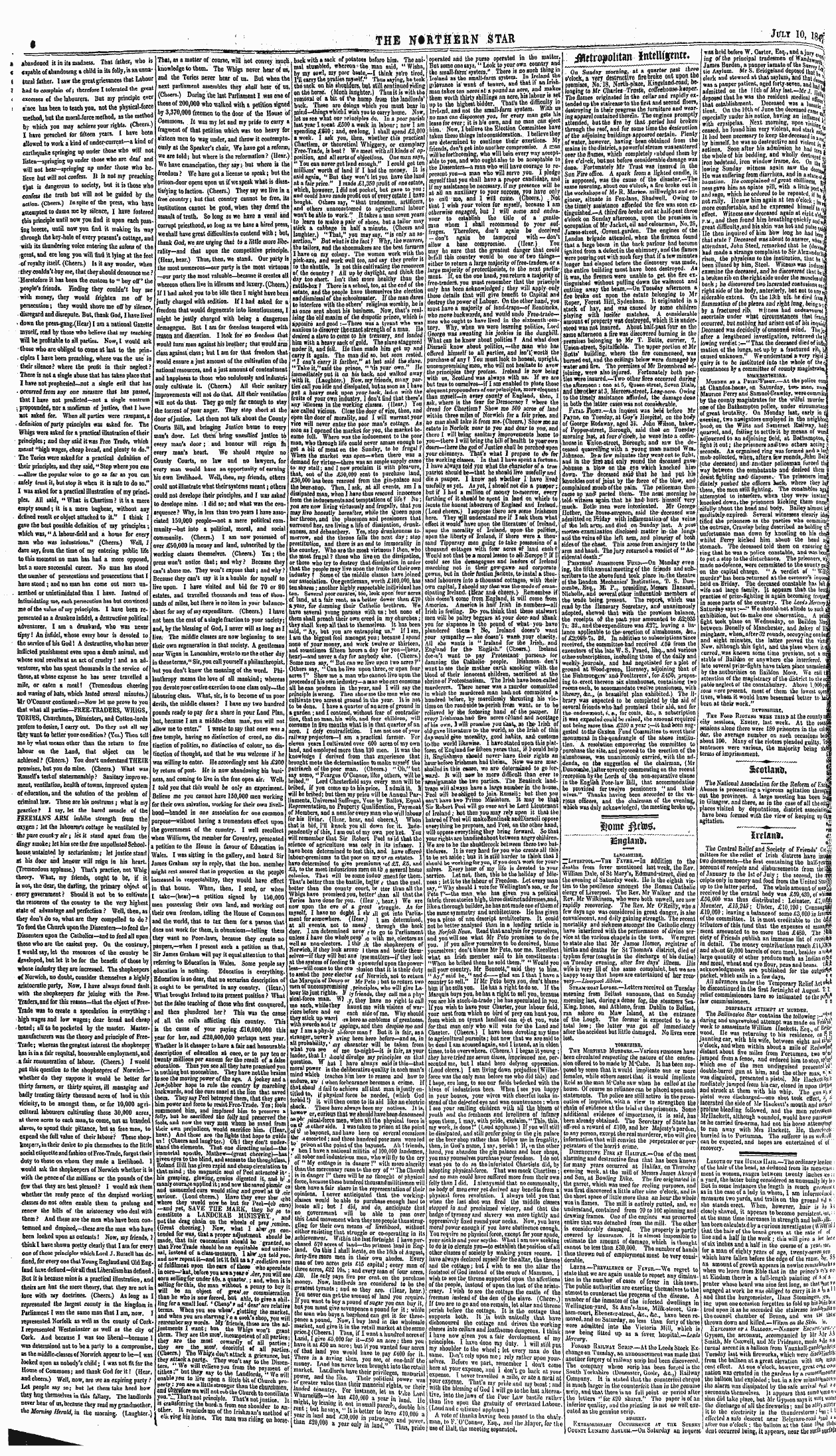 Northern Star (1837-1852): jS F Y, 2nd edition - Great Chartist Demonstr Ation! Mr O'Conn...