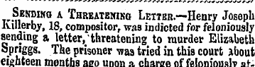 Sekwho a Threatening Letter.—Henry Josep...