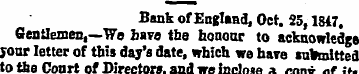 Bonk of England, Oet. 25 ,1847. Gentleme...