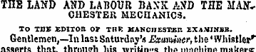 THE LAND AND LABOUR BAXK MD THE MANCHEST...