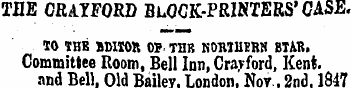 THE CRAYFORD BLOCK-PRINTERS'CASE. TO THB...