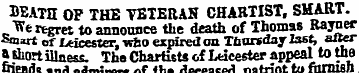 BEATH OP THE VETERAN CHARTIST, SMART. e ...