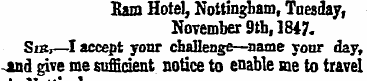 Ram Hotel, Nottingham, Tuesday, November...
