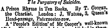 T he Purgatory of Suicides. A Prison Rhy...