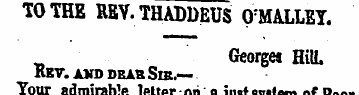 TO THE REV.THADDEUS O'MAILET. _ Georgei ...