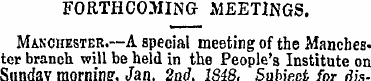 FORTHCOMING MEETINGS. Manchester.—A spec...