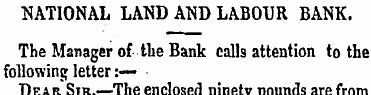 NATIONAL LAND AND LABOUR BANK. The Manag...
