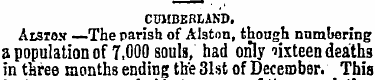 CUMBERLAND. Alstos —The parish of Alston...