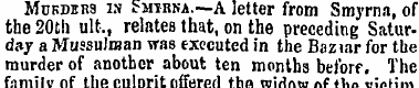 Murders is Smyrna. —A letter from Smyrna...