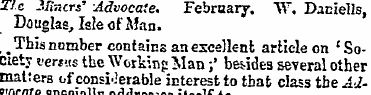 Tie Jfincrs' Advocate. Febroary. "W. Dan...