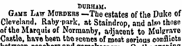 DURHAM. Game Law Murders —-The estates o...