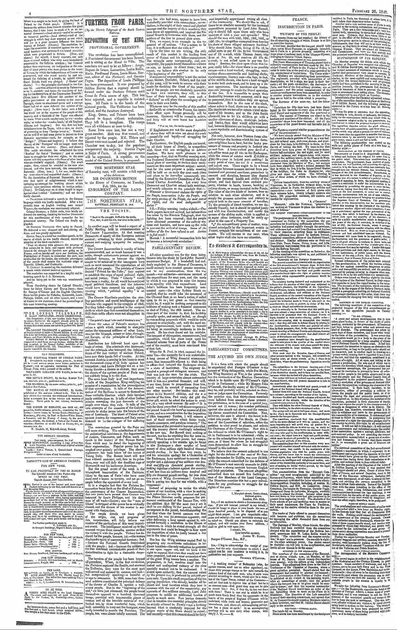 Northern Star (1837-1852): jS F Y, 2nd edition - Ttfk Northern Stall Satcrday, February 2g. 16^8